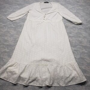 Zara | Dresses | White Zara Embroidery Maxi Dress